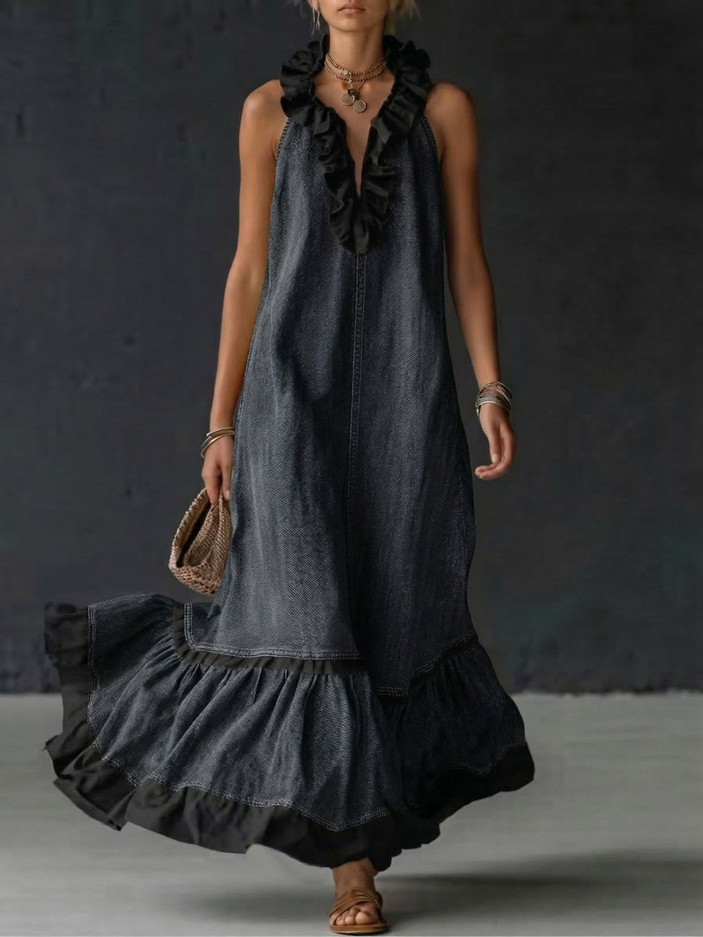 Elegant Dress in denim, Premium Look