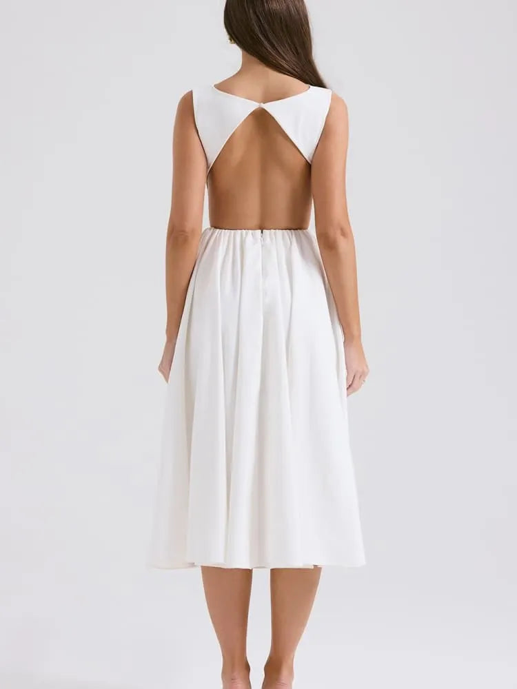 White Twill Midi Sundress