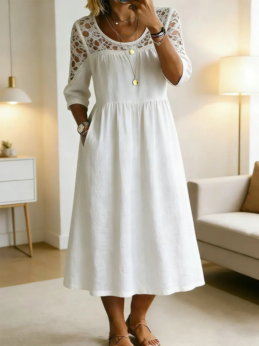 Retro Maxi Dress in cotton, Premium Look