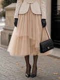 Vintage Asymmetric Hem Mesh Dress
