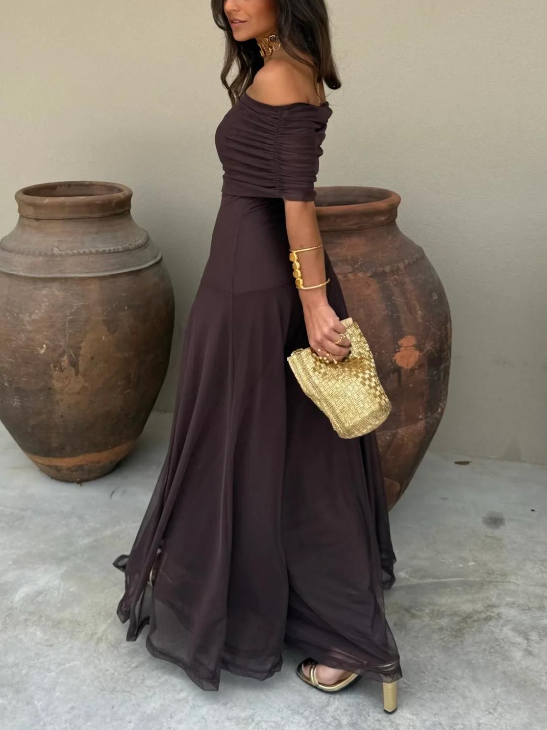 Toledo One Shoulder Mesh Maxi Dress