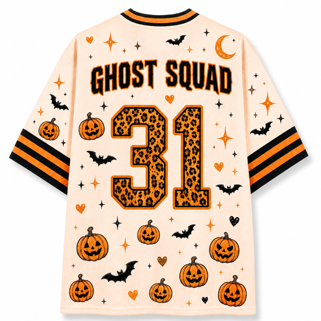 Chaotic Club Spooky Leopard Ghost Black Pumpkin Bucket Mesh Jersey