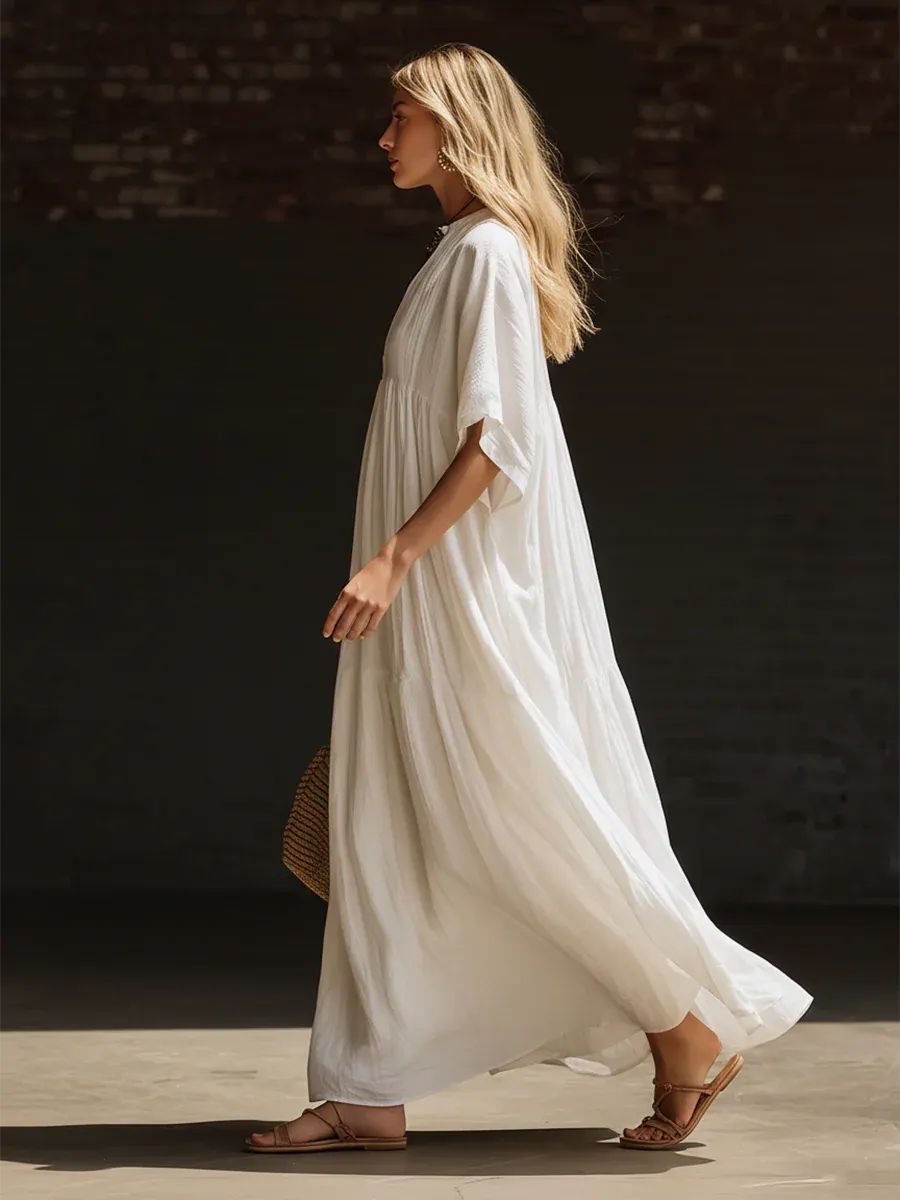 Chic Maxi Dress in linen, Designer Aesthetic