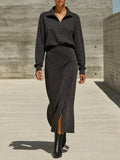 Women's Half‑Zip Knit Two‑Piece Set For Fall Office MDZ0382I4LYL