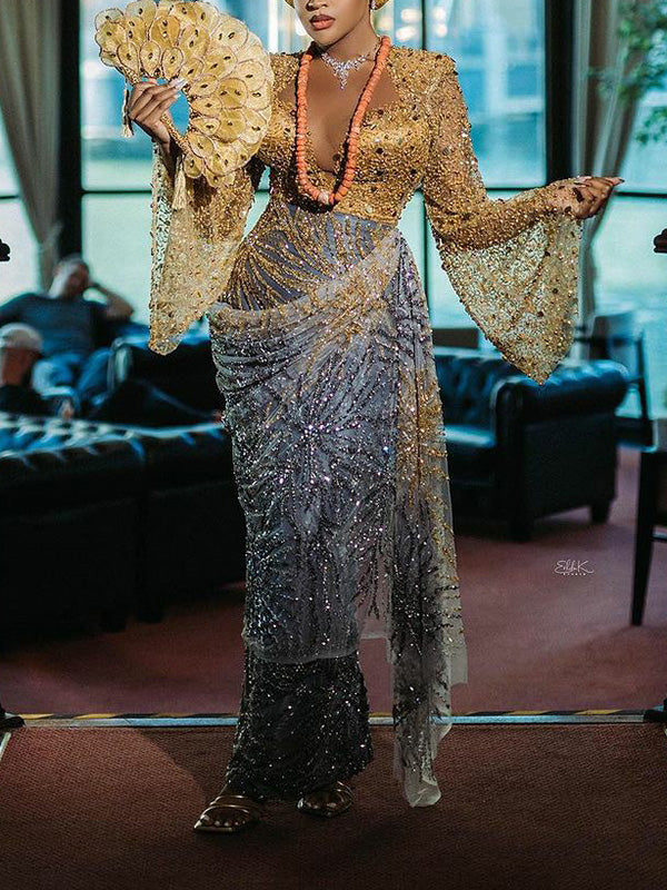 Asoebi Plus Size Elegant  Evening Dress-20