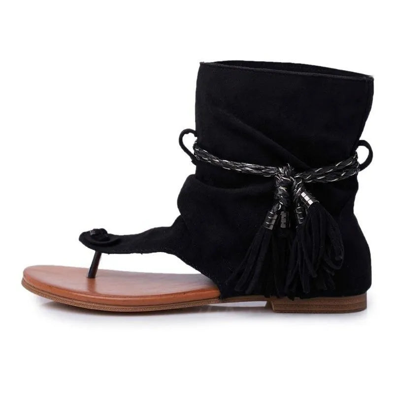Cowboy Carter Outfits Women's Vintage Country Boho Tassel Ankle Wrap Sandals