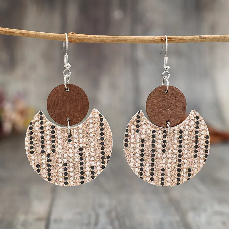Half circular splicing earrings