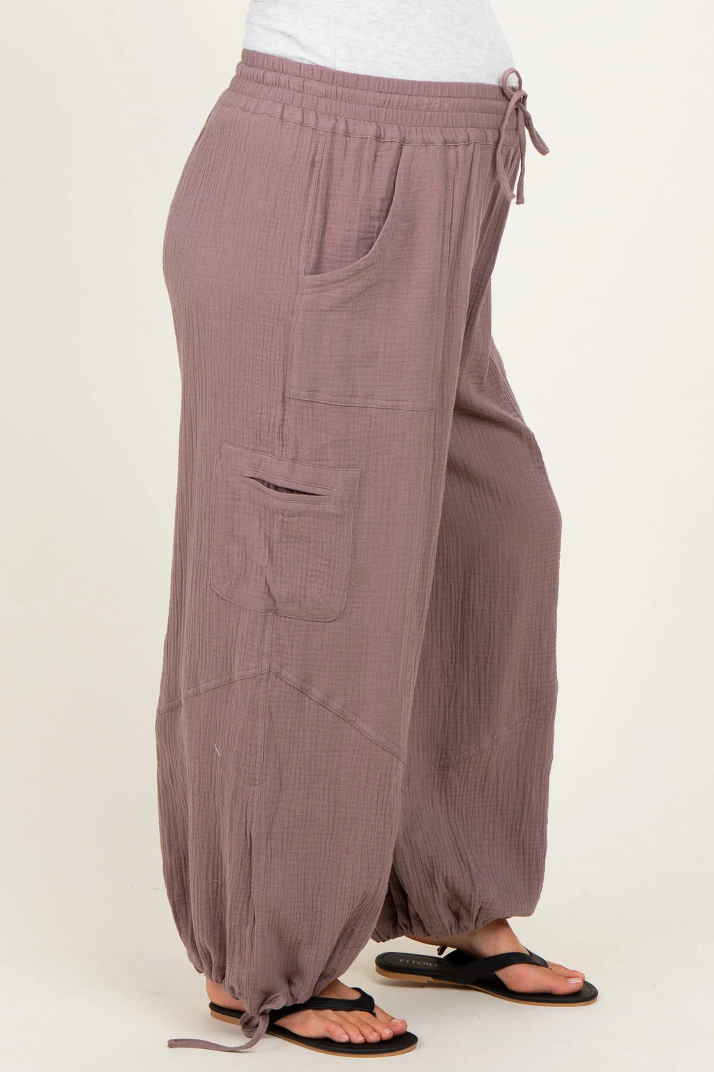 Mushroom Tie Hem Maternity Pants