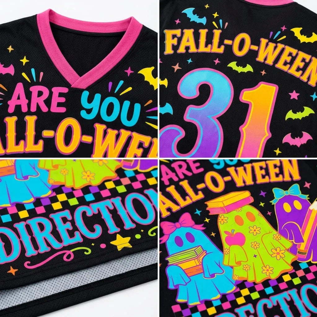 Chaotic Club Neon Fall-O-Ween Ghost School Halloween Mesh Jersey