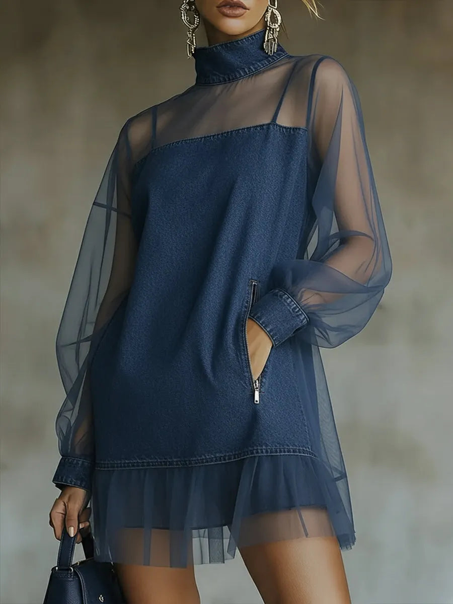 Chic Mini Dress in denim, Affordable Luxury