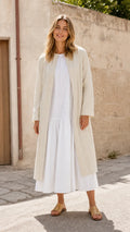 Women's Open Front Longline Linen Blend Duster Coat