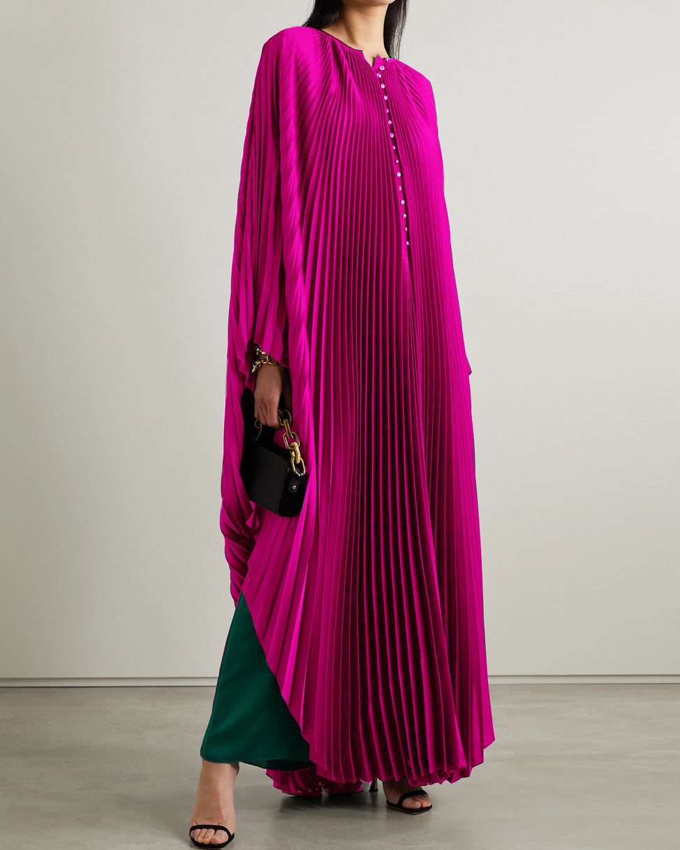 Pleated Straight Loose Robe Dress