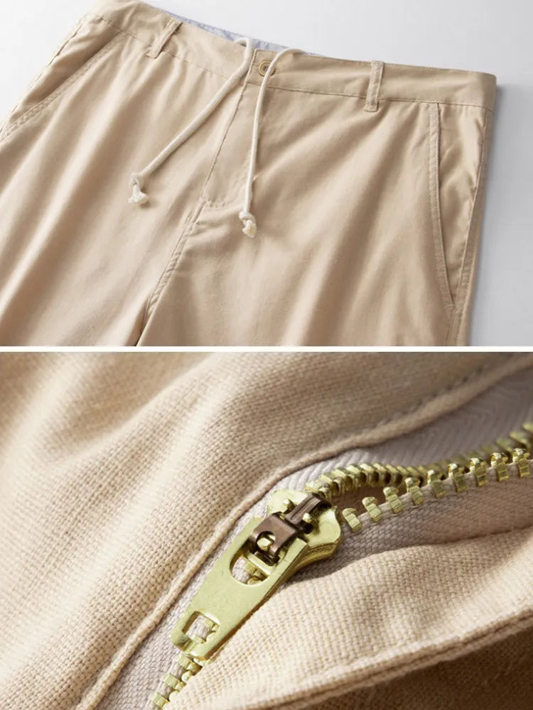 Men'S Casual Linen Midi Pants