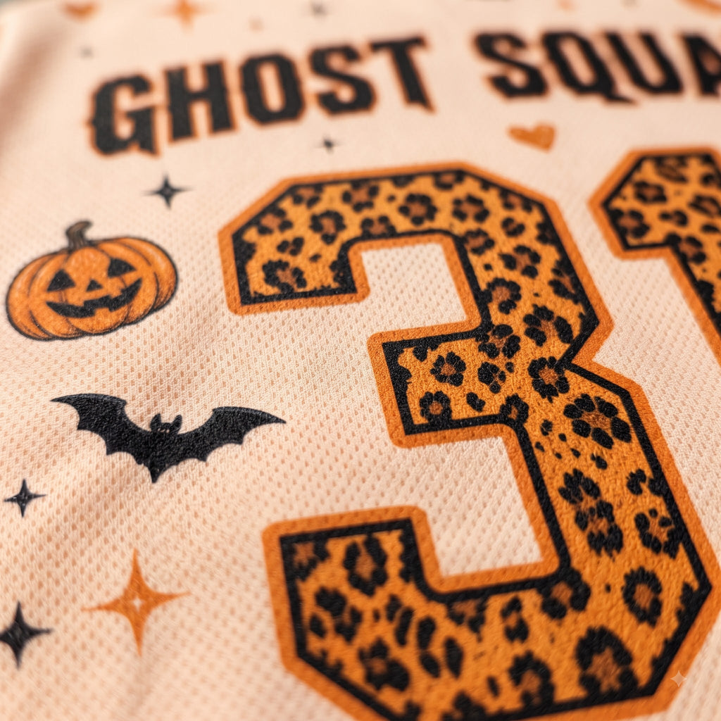 Chaotic Club Spooky Leopard Ghost Black Pumpkin Bucket Mesh Jersey