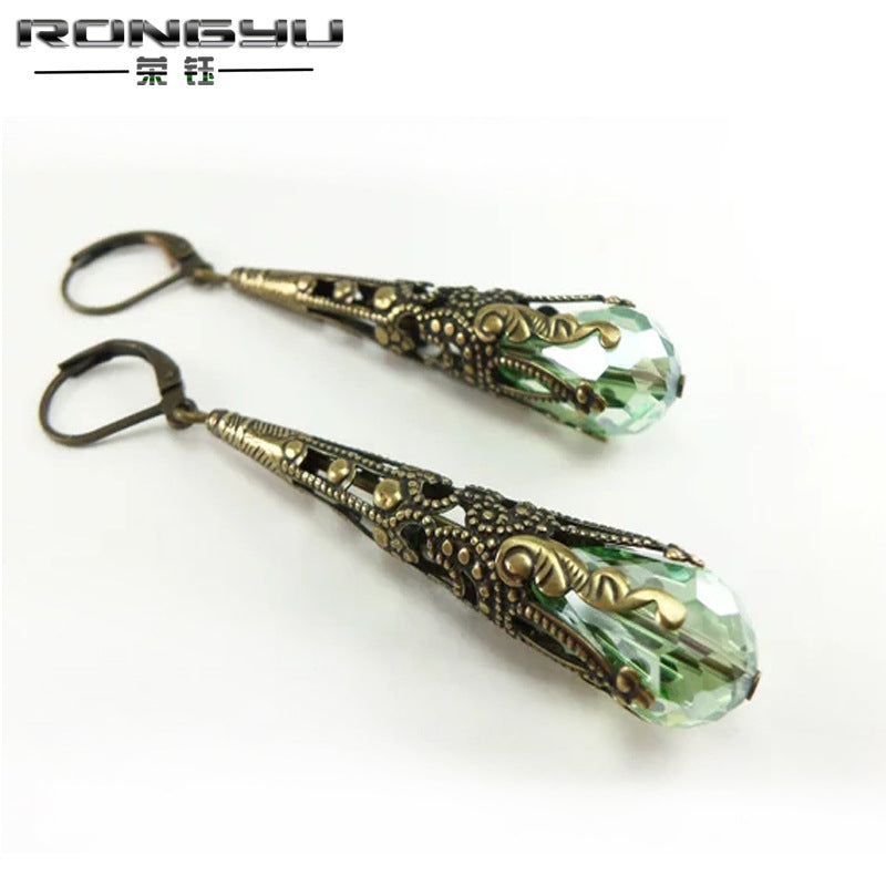 Green Austrian crystal earrings