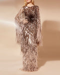 Elegant V-Neck Feather Embroidery Gown