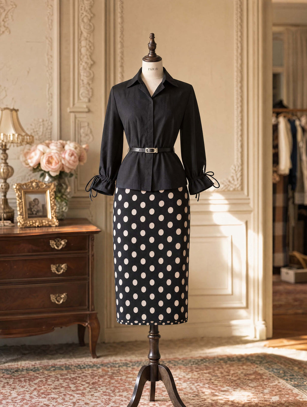Vintage Waist‑Fitted Drawstring Cuff Shirt