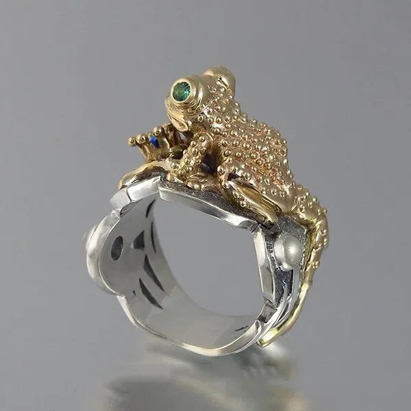 Gold Frog Ring With Gems