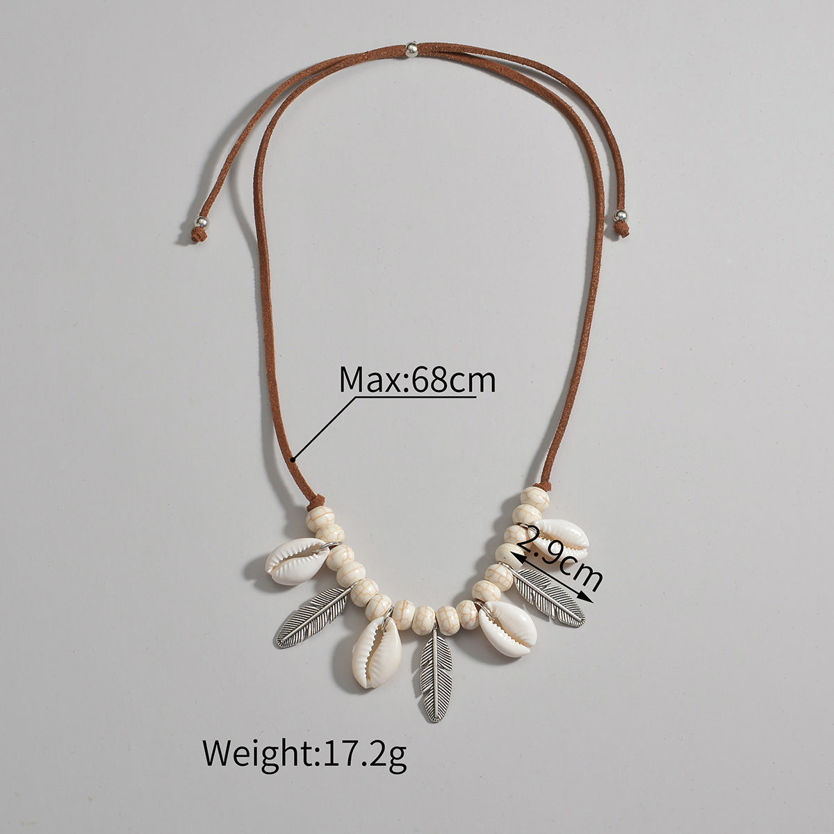 Bohemian Shell And Feather Pendant Necklace