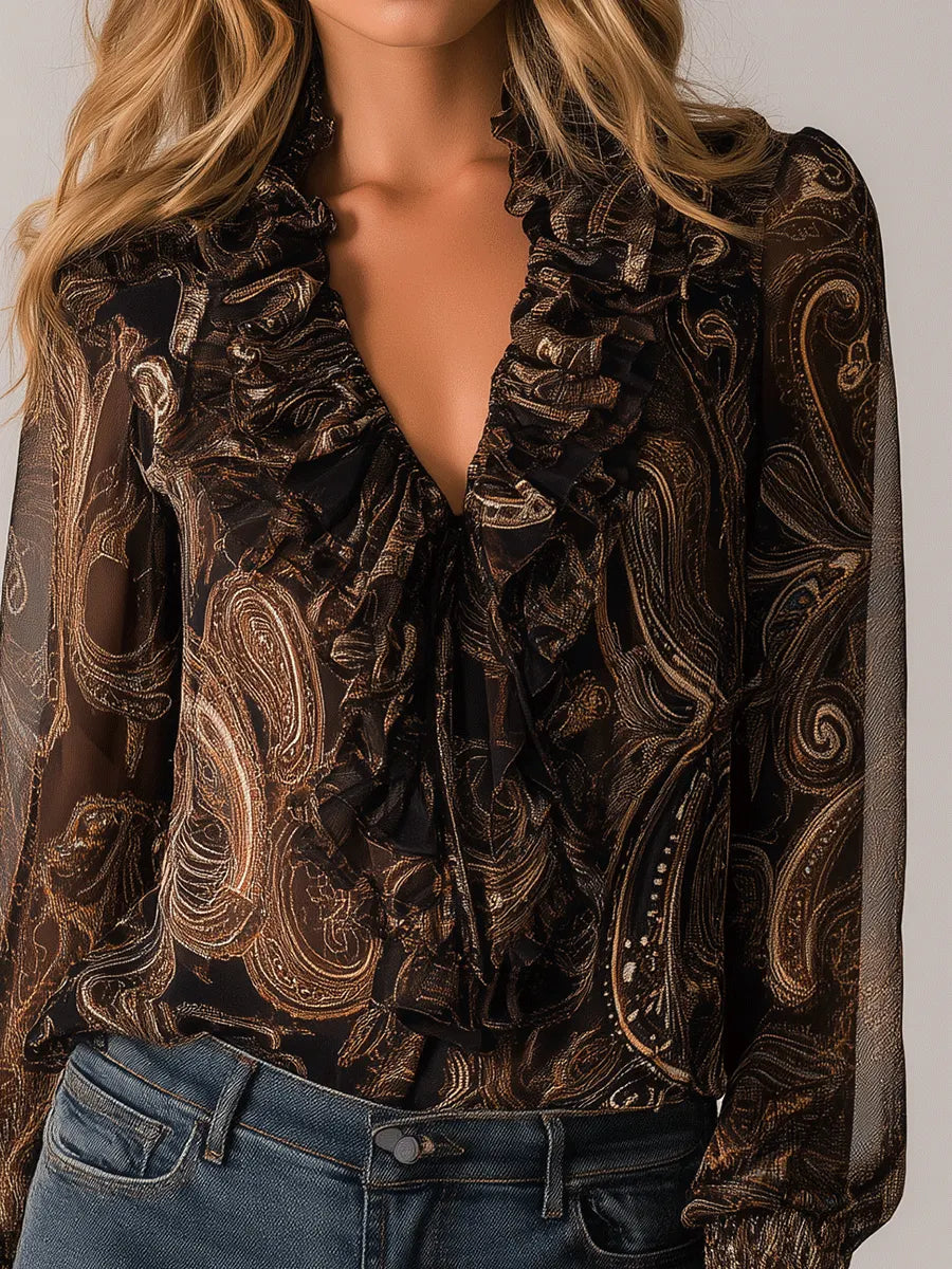 Vintage Blouse in chiffon, Designer Aesthetic