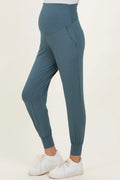 Teal Blue Maternity Band Jogger Pants