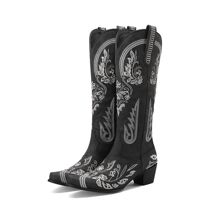 Women's Western Cowboy Embroidered Pointed Toe Boots