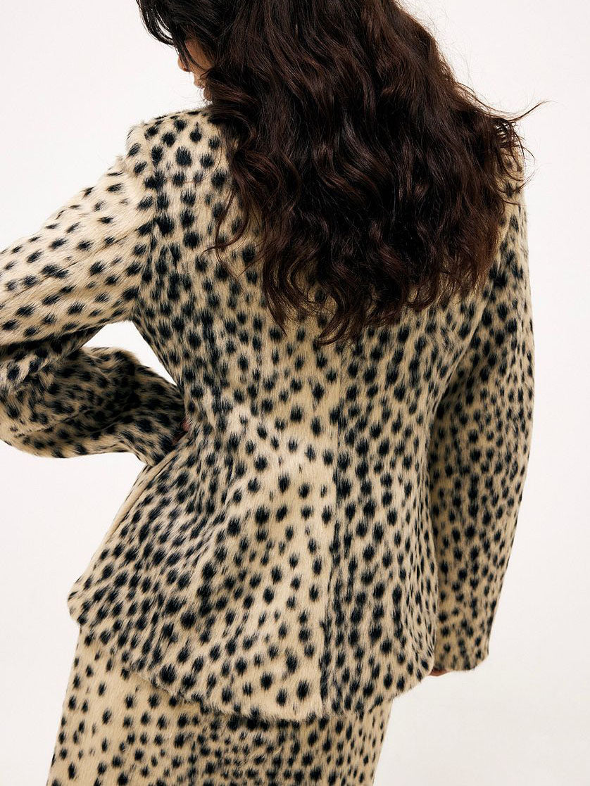Printed Faux Fur Jacket