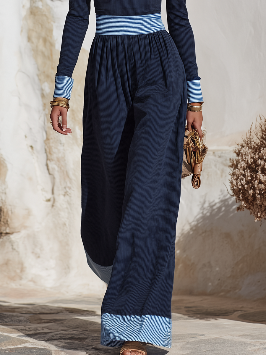 Vacation-style Square-neck Long-sleeve Jumpsuit