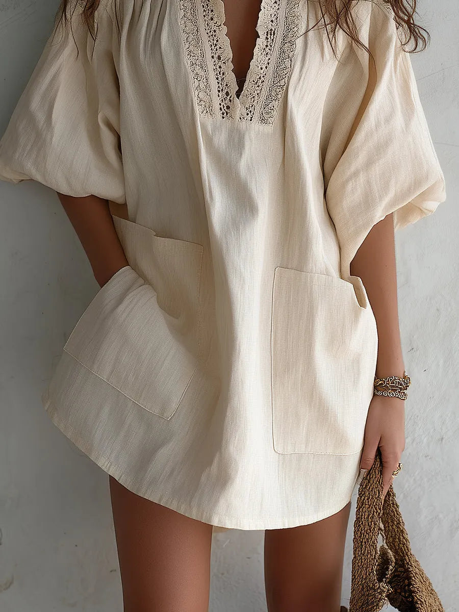 Vintage Mini Dress in linen, Affordable Luxury