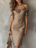 Vintage Midi Dress in linen, Best Value