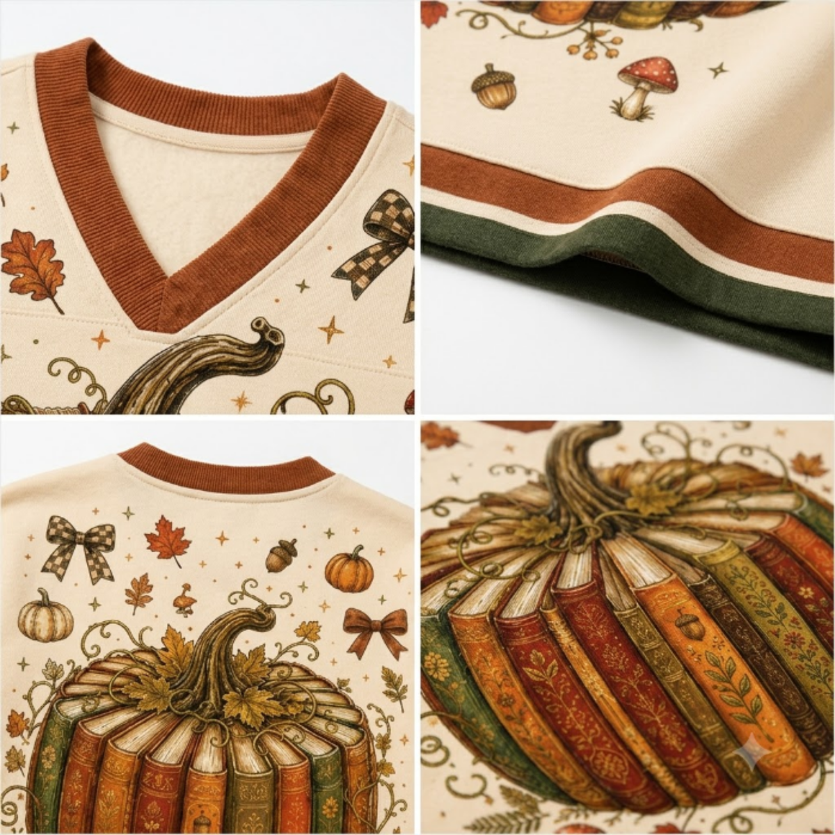 Chaotic Club Vintage Pumpkin Book Stack Long Sleeve Jersey