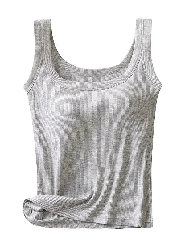 Vest Casual Crew Neck Plain Tank Top