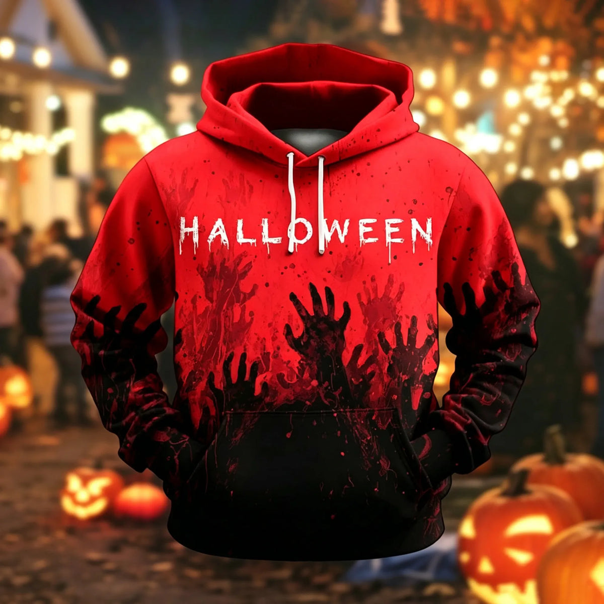 Men's Halloween-themed Printed Hoodie