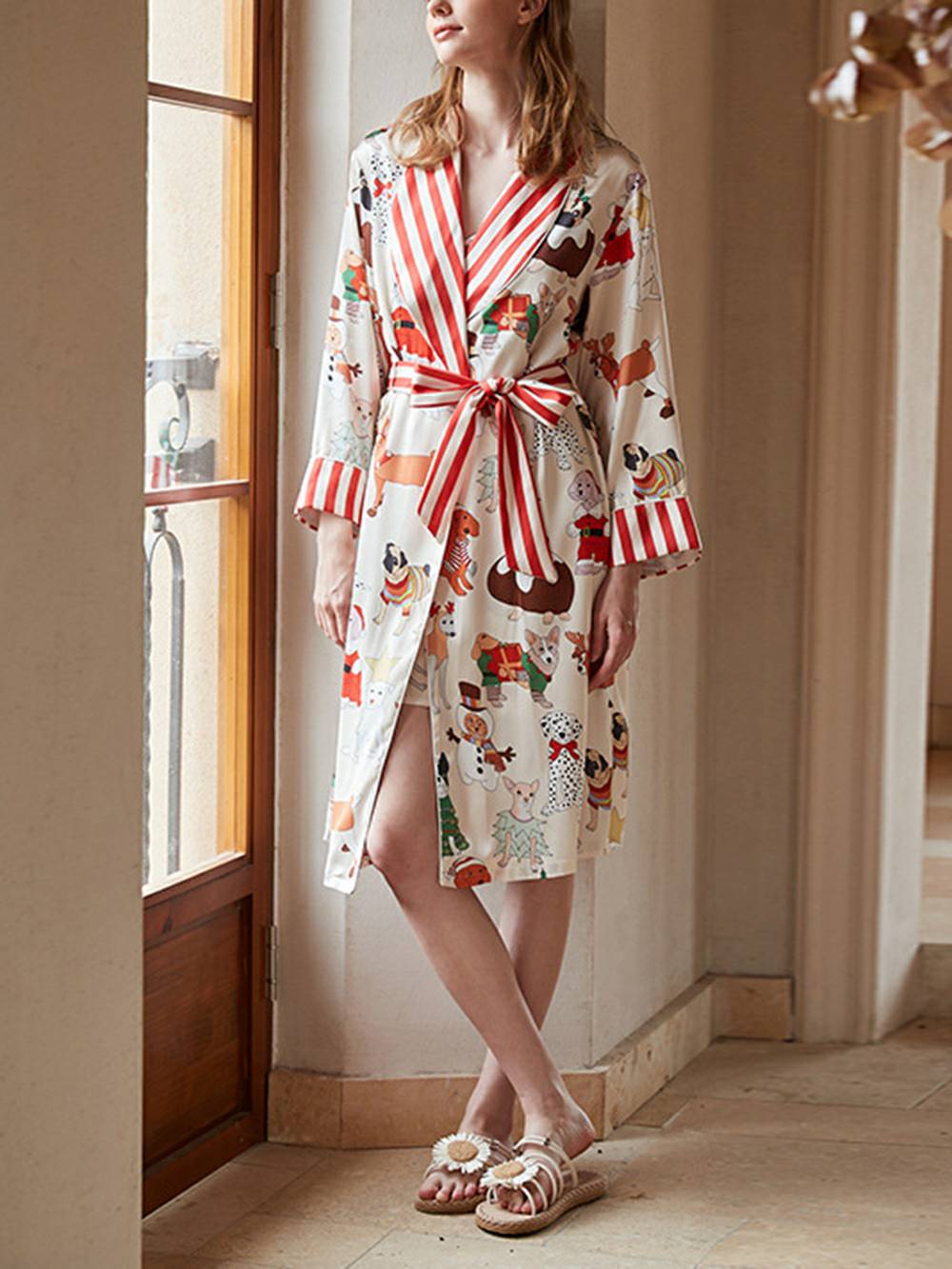 Christmas Dog Print Robe Set