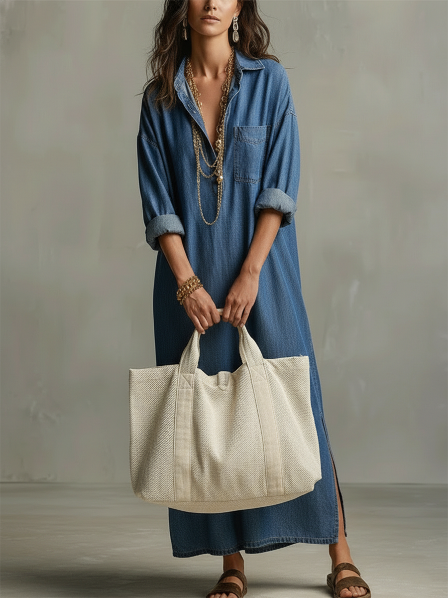 Chic Dress in denim, Unbeatable Price