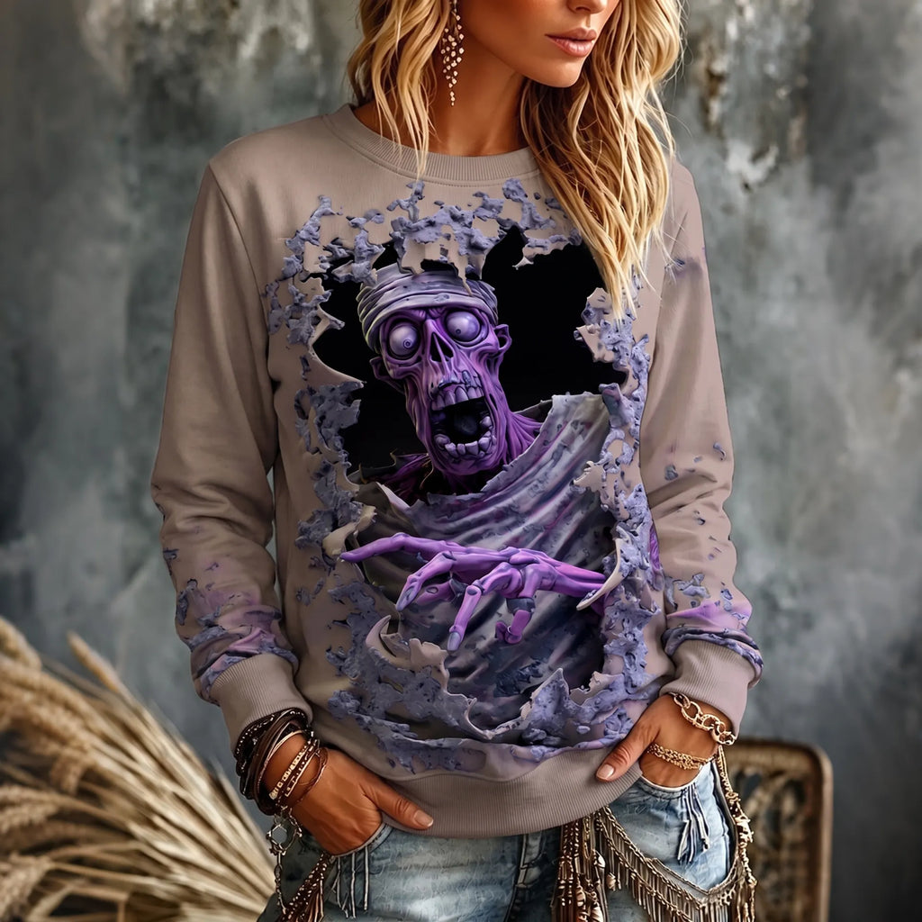 Women's Halloween Optical Illusion Zombies 3d Sweatshirt