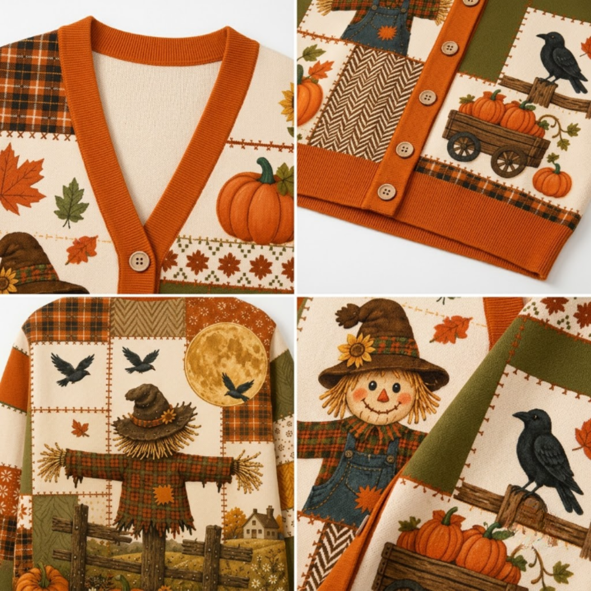 Chaotic Club Pumpkin Patchwork Halloween Cardigan