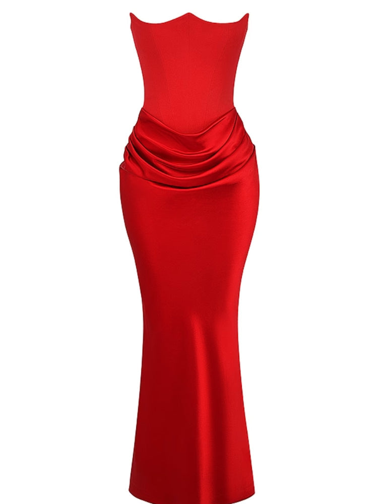 Scarlet Strapless Corset Maxi Dress