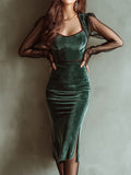 Chic Midi Dress in velvet, Premium Look