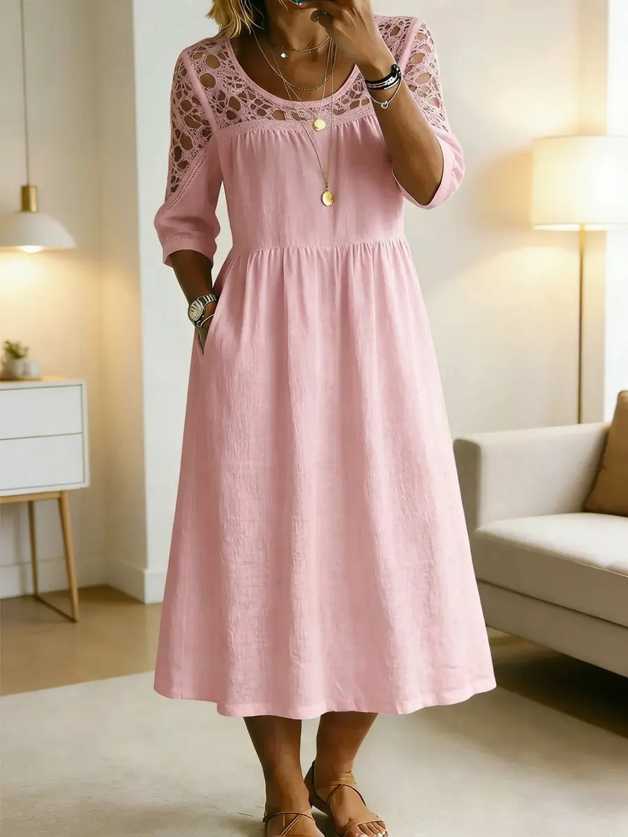 Retro Maxi Dress in cotton, Premium Look