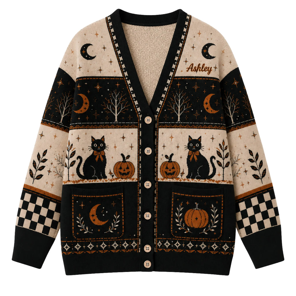 Chaotic Club Personalized Halloween Cat Cardigan