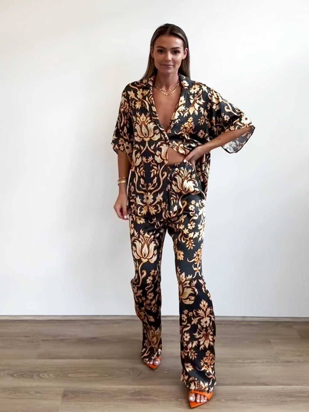 Golden Mystery Lotus Pajama Set