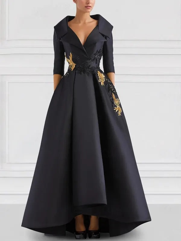 Lapel Solid Color Maxi Dress