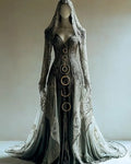 Halloween Contrasting Lace Embroidered Evening Dress 4437