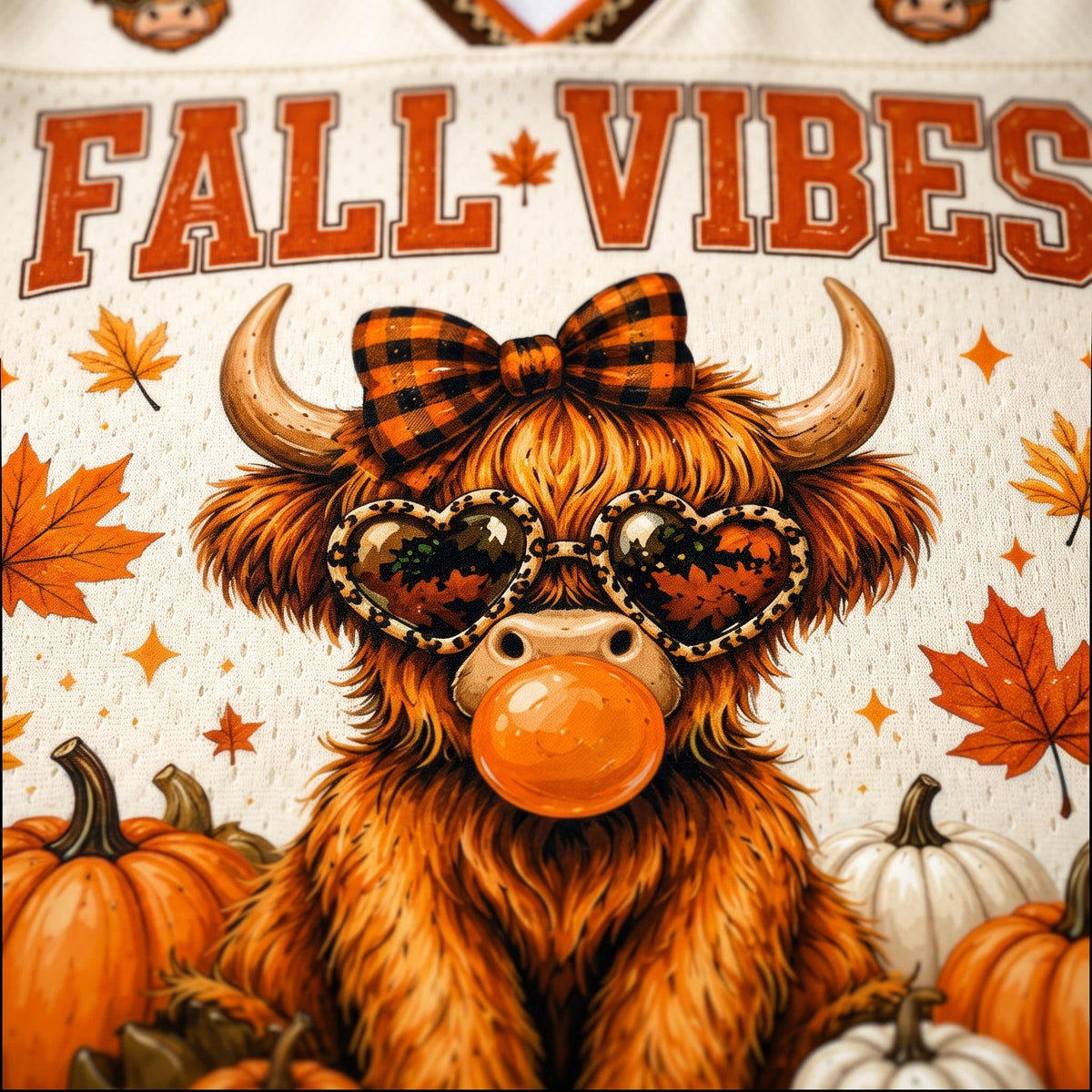 Chaotic Club Highland Cow Fall Bow Brushstroke Mesh Jersey