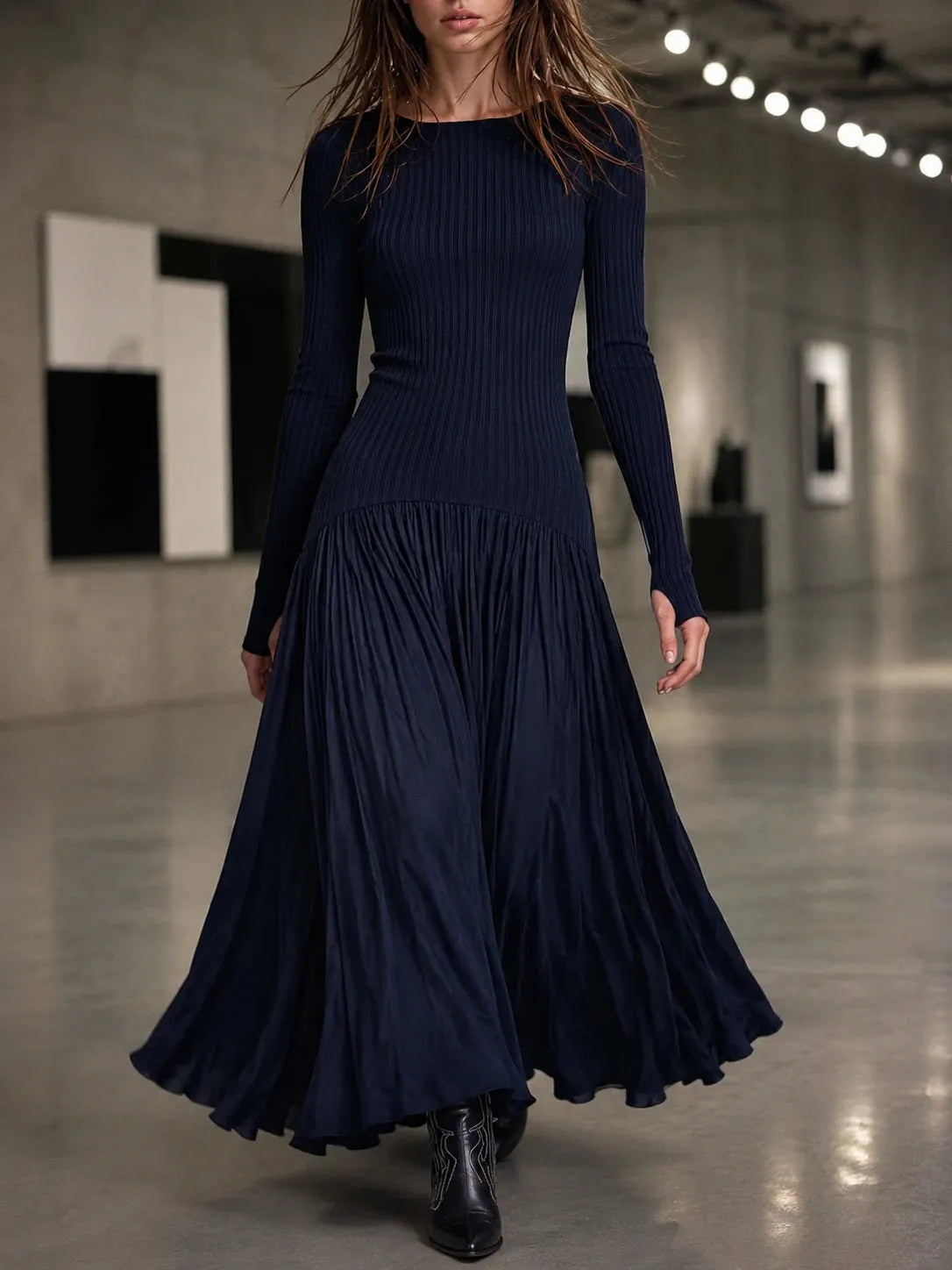 Midi Dress with chiffon – Premium Look