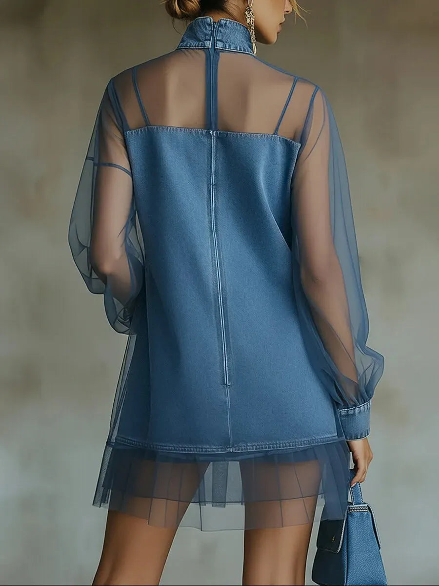 Chic Mini Dress in denim, Affordable Luxury