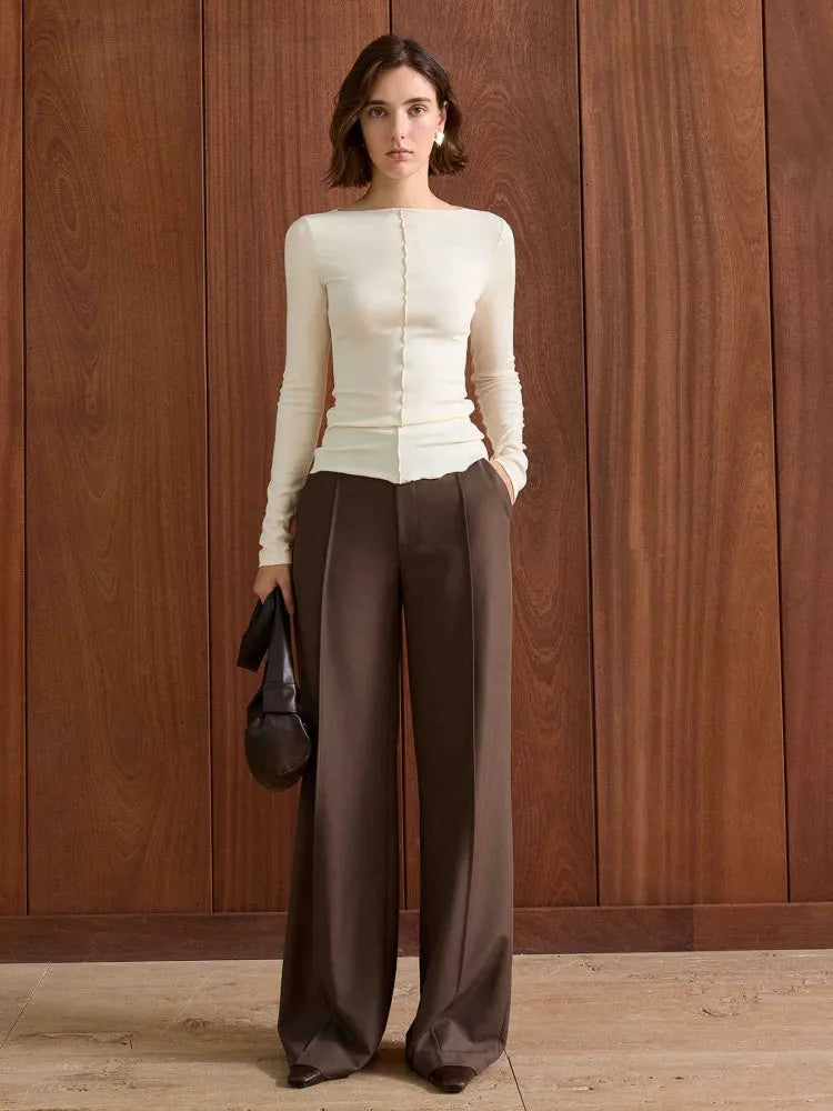 Romantic Bateau Neck Knit Top