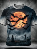 Men's T-shirt With Bats And Graveyard Graphic