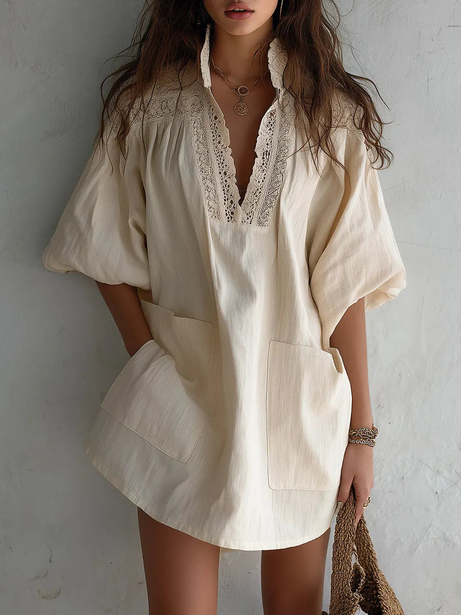 Vintage Mini Dress in linen, Affordable Luxury